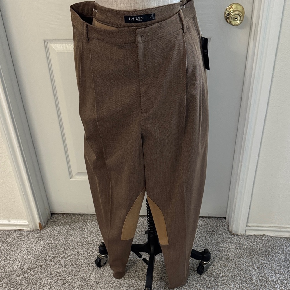 Lauren Ralph Lauren Brown women Riding-Style Pants with Tan Knee Panels